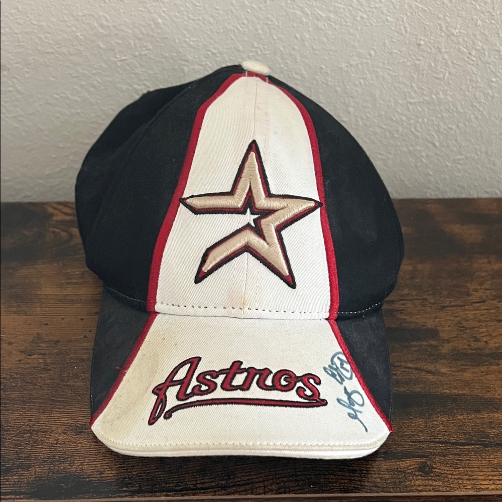 Signed Vintage Houston Astros New Era Baseball Cap Morgan Ensberg